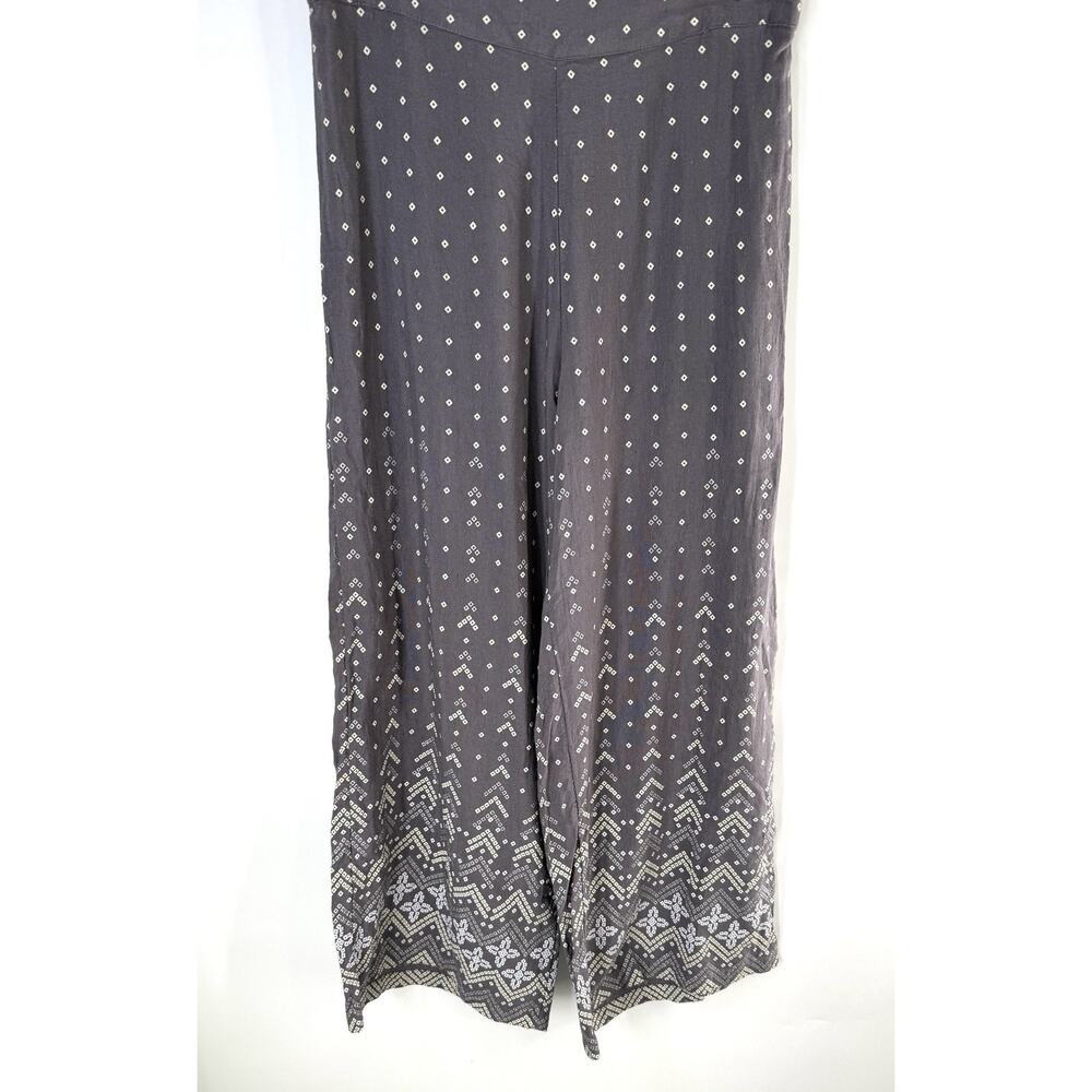 Avaasa‎ Palazzo Pants Small Gray White Printed Wide Leg Cotton Linen Boho Beach